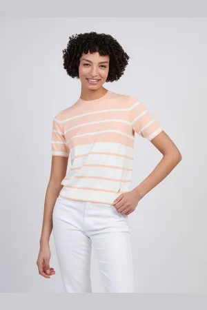 U.S. Polo Assn. U. S. Polo Assn Orange Womens Colour Block Stripe Short Sleeve Jumper XL