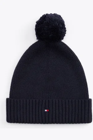 Tommy Hilfiger Blue 100% Cotton Pom Pom Beanie S-M