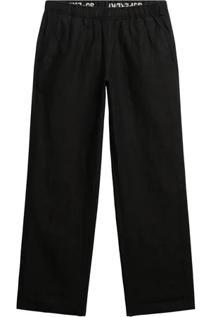 Superdry Black Linen Drawstring Trousers AU 10