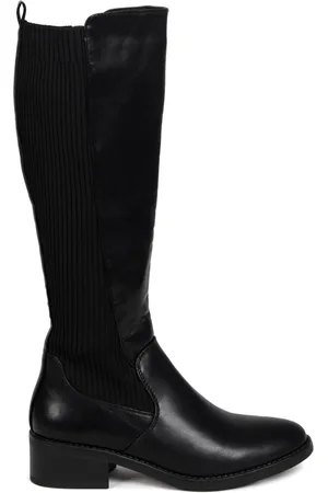 Linzi Black Renae Classic High Leg Riding Boot With Elasticated Back Panel AU 8 (EU 39)