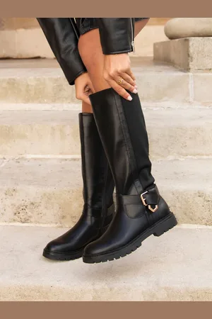 Linzi Black Regent High Leg Boots With Full Stretch Back Panel AU 9 (EU 40)