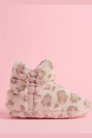 Lipsy London Natural Cosy Faux Fur Ruched Bootie Nightwear Slippers AU 10 (EU 28)