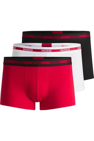 HUGO BOSS Red Logo Waistband Stretch Cotton Trunks 3 Pack M