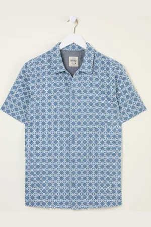 Fat Face FatFace Short Sleeve Embroidered Geo 100% Cotton Shirt
