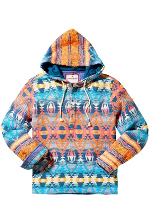 Joe Browns Blue Bright Print Button Detail Hoodie L