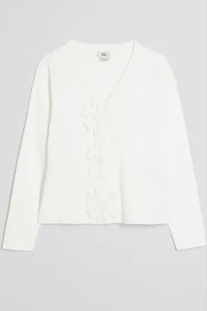 River Island White Girls 3D Flower Cardigan 146152cm