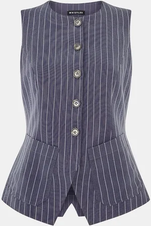 Whistles Blue Lottie Pinstripe Waistcoat AU 12