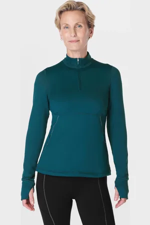 Sweaty Betty Green Green Therma Boost Running Half Zip Sweatshirt XS