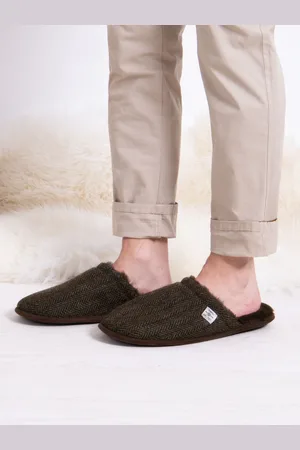 Totes Brown Mens Wool Mix Winter Mule Slippers AU 9.5 (EU 44)