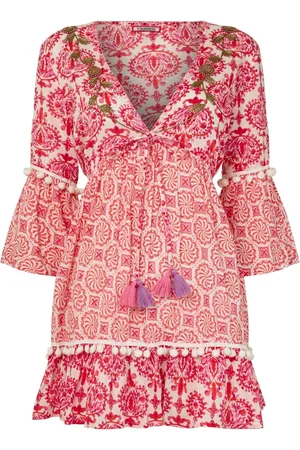 Joe Browns Pink Floral Print Tassel Trim 100% Cotton Tunic AU 16