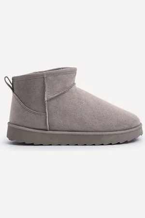 Linzi Light Grey Mini Addy Faux Suede Lined Ankle Boots AU 10 (EU 42)