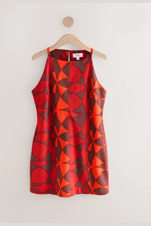 Next Mini Sleeveless Racer Stretch Linen Blend Dress AU 16 Petite