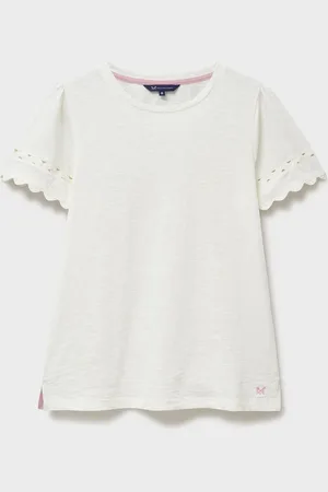 J.Crew White Sleeve Detail Crew Neck 100% Cotton Top 12