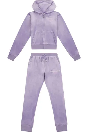 Juicy Couture Purple Marl Girls Diamante Hoodie & Slim Tracksuit Set 9
