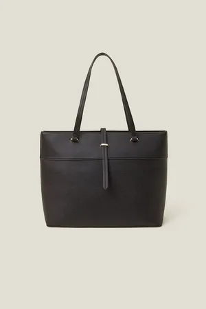 Accessorize Black Faux Leather Large Tote Bag One