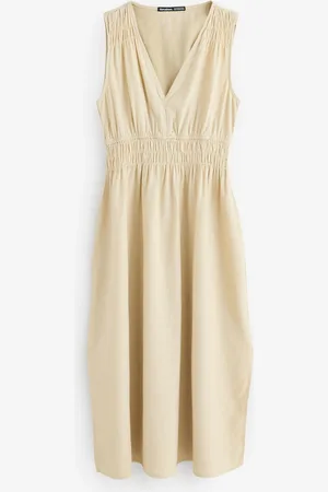 Threadbare Linen Blend Ruched Midi Dress 14