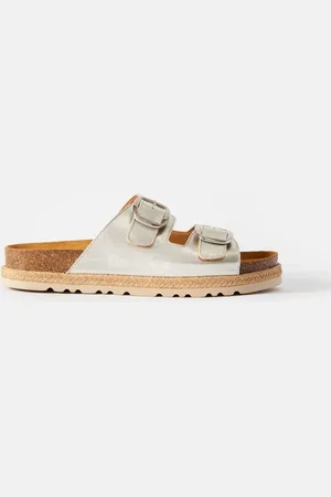 mint&berry Silver Hannah Two Strap Sliders AU 8 (EU 39)