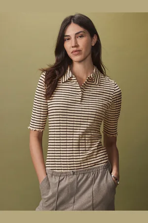 Next Ribbed Lettuce Hem Collared Polo Top AU 10