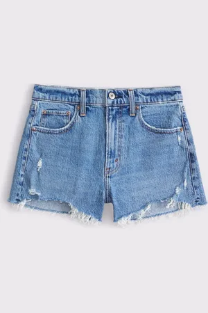 Abercrombie & Fitch High Rise Mom Denim Shorts With Destroy waistsize29in