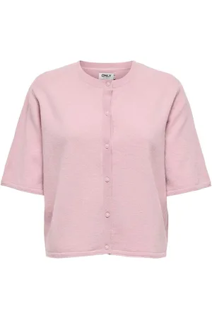 ONLY Pink Round Neck Short Sleeve Cardigan