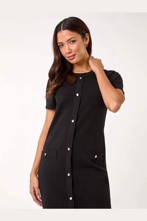 Roman Knitted Button Detail A-Line Dress AU 16