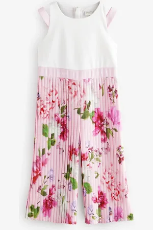 Ted Baker Pink Pleated Leg Floral Print Jumpsuit 7 Years (122cm)