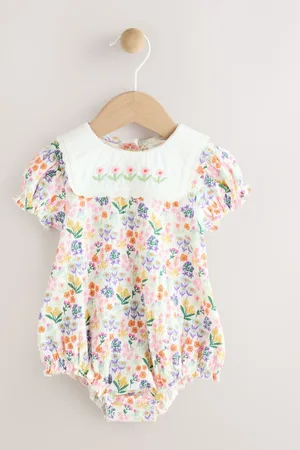 Next Bright Multi Colour Floral Printed Baby Woven Collared Romper 7492cm