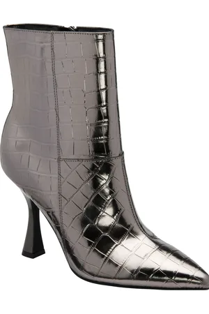 Ravel Grey Croc-Print Pointed-Toe Ankle Boots AU 7 (EU 38)
