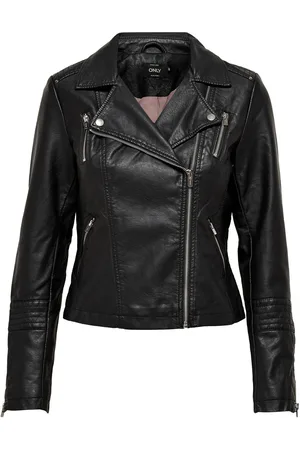 ONLY Black Faux Leather Biker Jacket AU 12