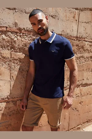 Threadbare Herringbone Tipping Cotton Pique Polo Shirt XL