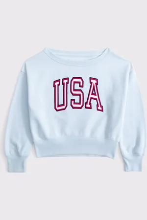 Abercrombie & Fitch Off Shoulder Graphic Jersey Sweatshirt 13
