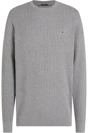 Tommy Hilfiger Grey 100% Cotton Herringbone Crew Neck Jumper S