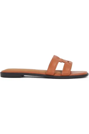 Tommy Hilfiger Brown Logo Strap Mules AU 6 (EU 37)