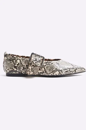 River Island Snake Print Pointed Buckle Mary Jane Shoes AU 7 (EU 38)