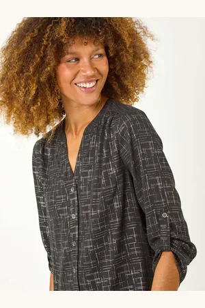 Roman Metallic V-Neck Print Blouse AU 18