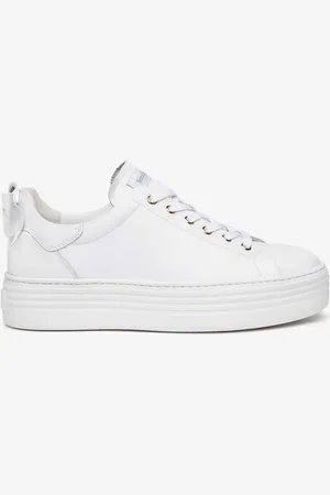 Nero Giardini White Leather Bow Platform Trainers AU 8 (EU 39)