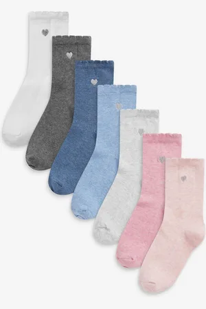 Next Multi 7 Pack Cotton Rich Heart Embroidered Ankle Socks UK 4