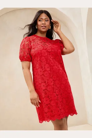 Lipsy London Curve Lace Short Sleeve Mini Shift Dress AU 18