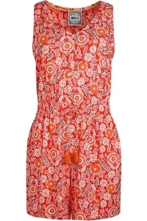 Weird Fish Red Mare Viscose Printed Playsuit AU 12