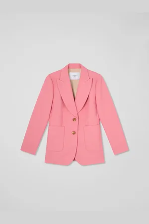LK Bennett Pink Aimee Desert Rose Twill Double Breasted Tailored Jacket AU 10