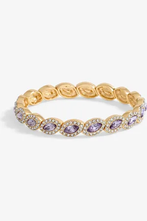 Jon Richard Silver Tone Lavender Navette Stretch Bracelet One