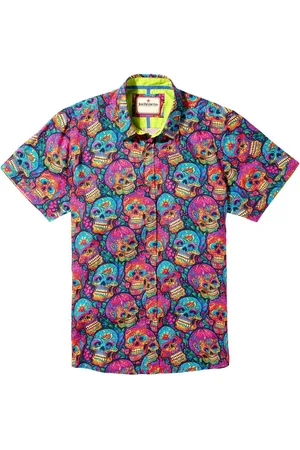 Joe Browns Candy Skull Print Short Sleeve Shirt XL