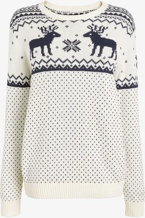 The Little Tailor Womens Christmas 100% Cotton Reindeer Fairisle Pattern Jumper XS