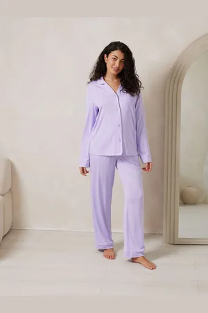 Chelsea Peers Purple TENCEL Modal Long Button Up Pyjamas Set AU 12