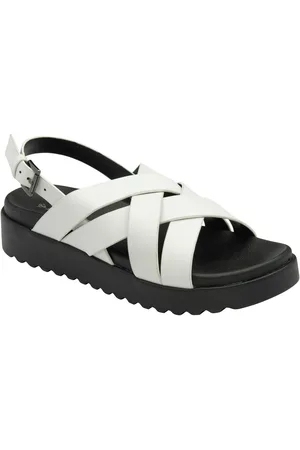 Dunlop White Ladies Cross-Over Flatform Sandals AU 8 (EU 39)