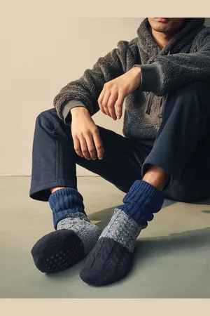 Next Blue/Grey Knitted Slipper Socks 1 Pack UK 9