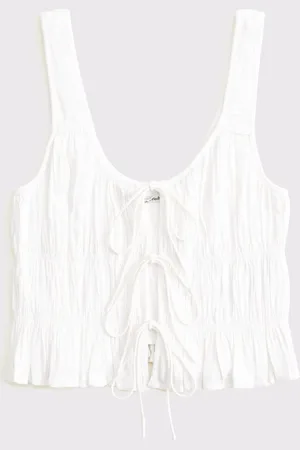 Abercrombie & Fitch Ruched Tie Front Top xsmall