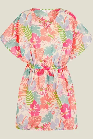Accessorize Pink Girls Tropical Print 100% Cotton Kaftan 3