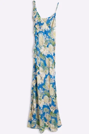 River Island Floral Ruffle Maxi Dress AU 16