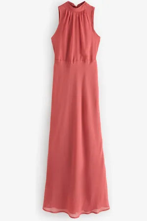 Jolie Moi Halter Neck Open Back Chiffon Maxi Dress AU 16